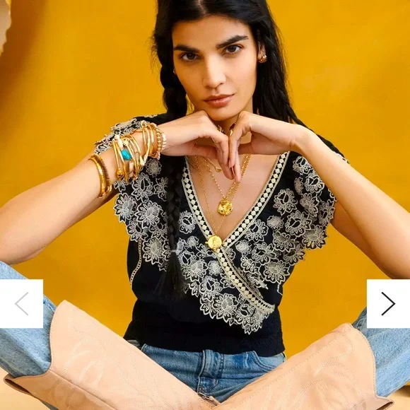 ANTHROPOLOGY Embroidered Lace Blouse - Picture 1 of 9